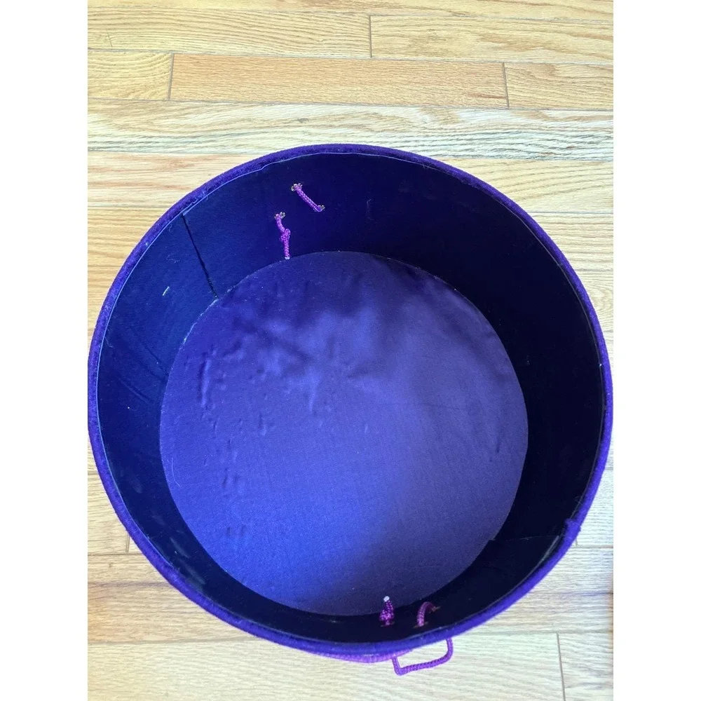Vintage Purple Round Velvet Hat Box Storage Container Decorative‎ Gift Present